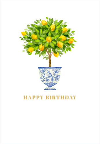 Birthday Card -  Lemon Topiary Foil