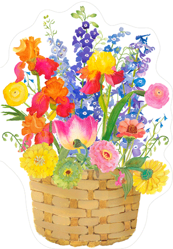 Die-Cut Birthday Card - Basket Bouquet