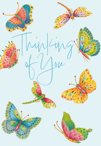 Thinking of You Card -  Butterflies And Dragonflies