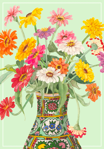 Get Well Card -  Colorful Zinnias