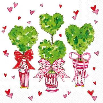 Beverage Napkin - Heart Topiary