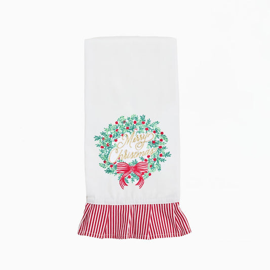 Tea Towel - Merry Christmas Wreath