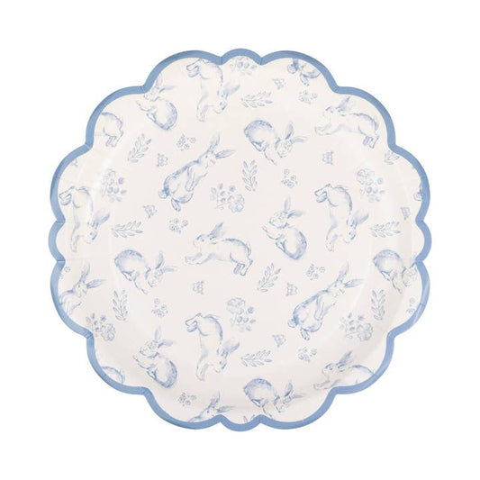 8" Scalloped Plate - Bunny Toile