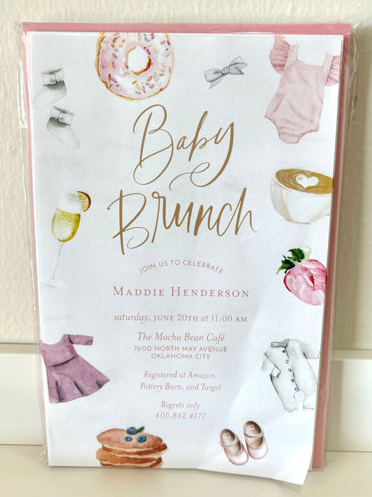 Baby Brunch Foil Pink Invitation - 10 CT