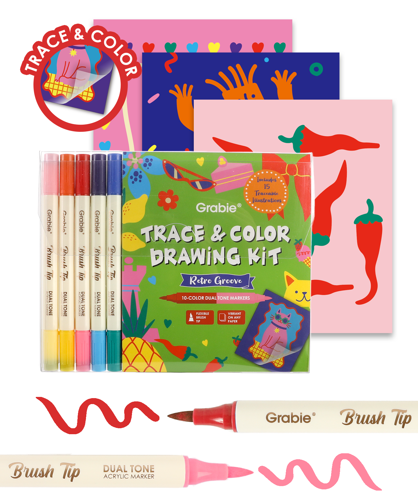 Trace & Color Drawing Kit - Retro Groove