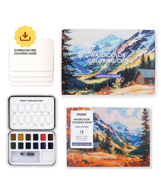 Watercolor Coloring Club Box - Landscape