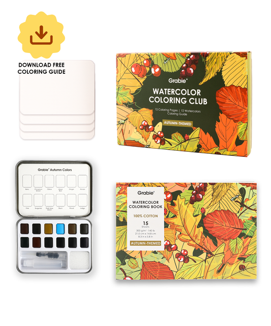 Watercolor Coloring Club Box - Autumn