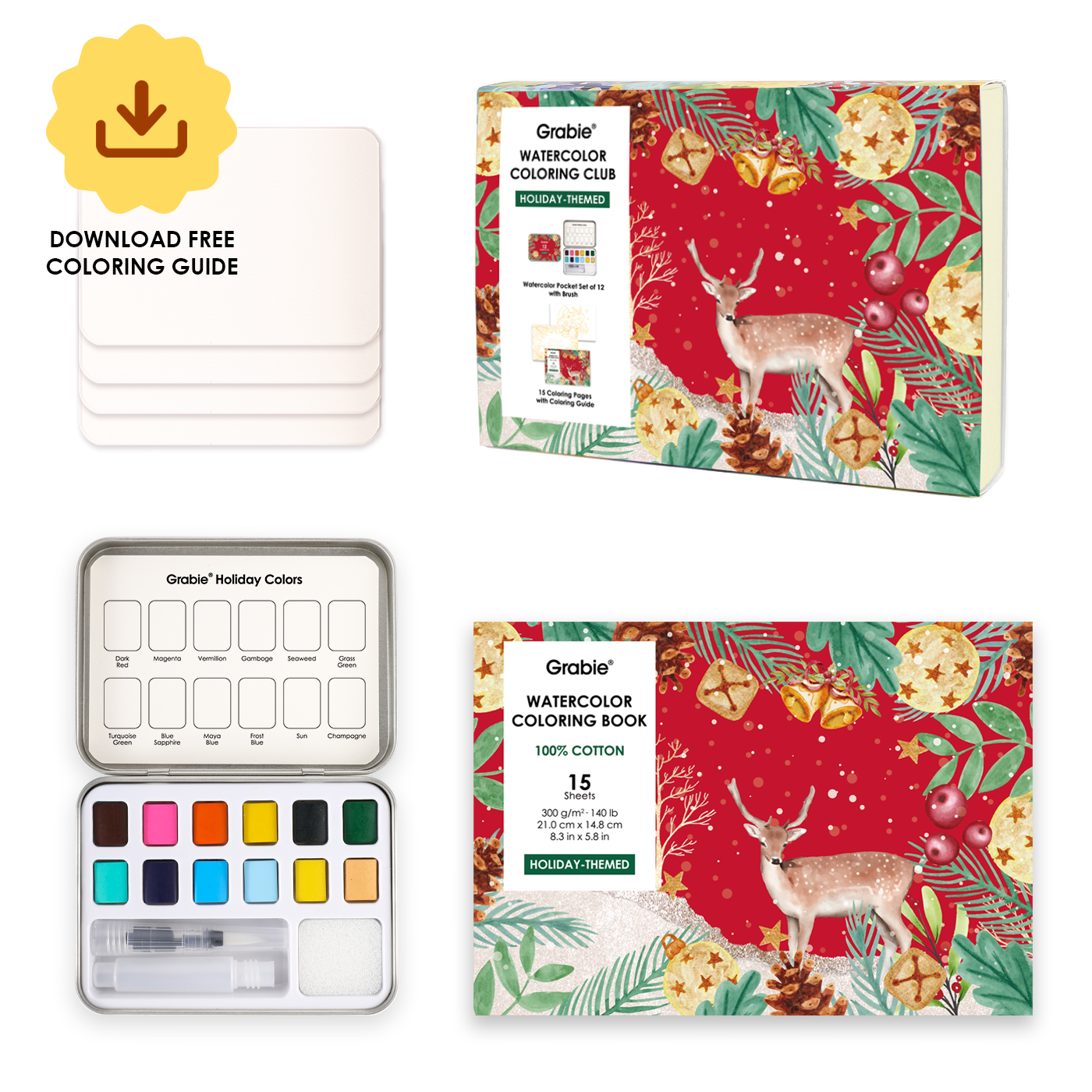 Watercolor Coloring Club Box - Holiday