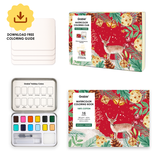 Watercolor Coloring Club Box - Holiday