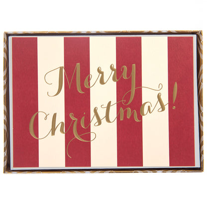 Holiday Boxed Cards - Merry Christmas Red Stripe