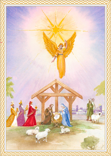 Boxed Christmas Cards - Golden Angel Nativity
