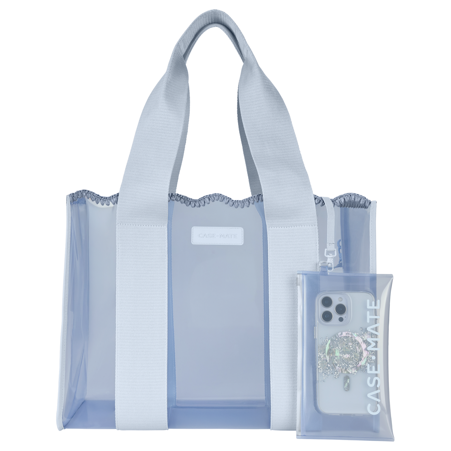 Jelly Tote with Phone Pouch - Carolina Blue Crochet Wave