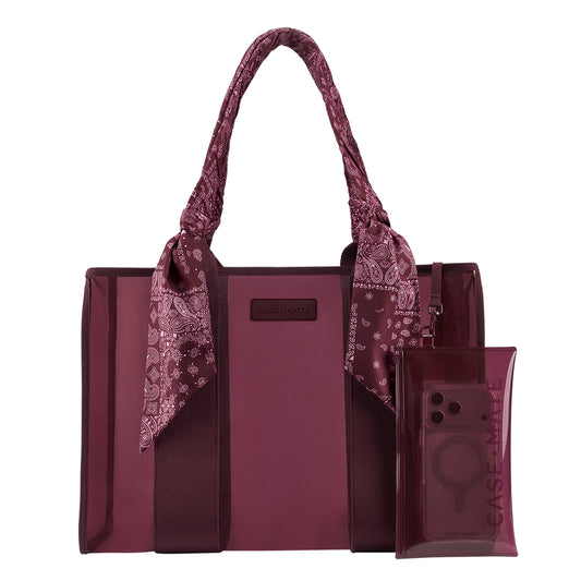 Jelly Tote with Phone Pouch - Mulberry Twilly Scarf