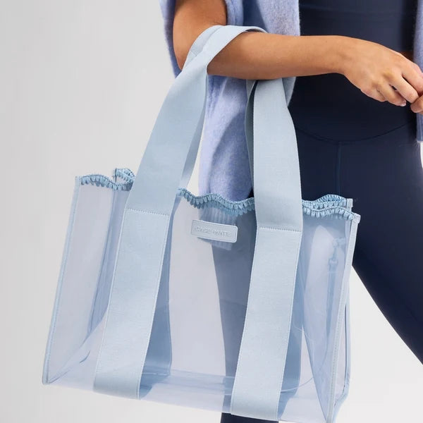 Jelly Tote with Phone Pouch - Carolina Blue Crochet Wave