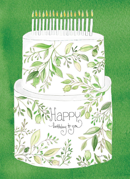 Birthday Cake Greenery Card