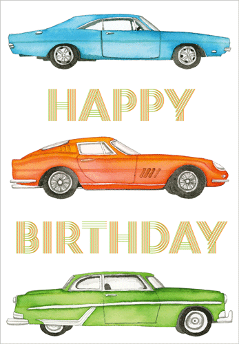 Birthday Card - Retro Wheels