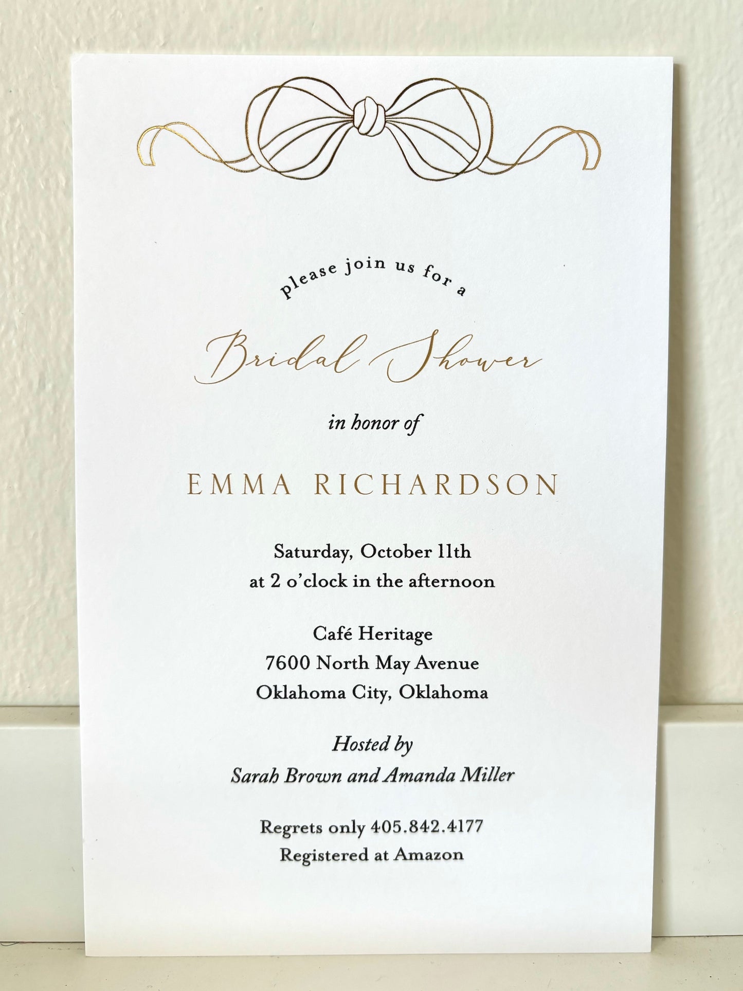 Gold Foil Bow Invitation - 10 CT