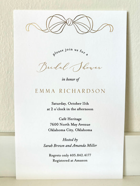 Gold Foil Bow Invitation - 10 CT