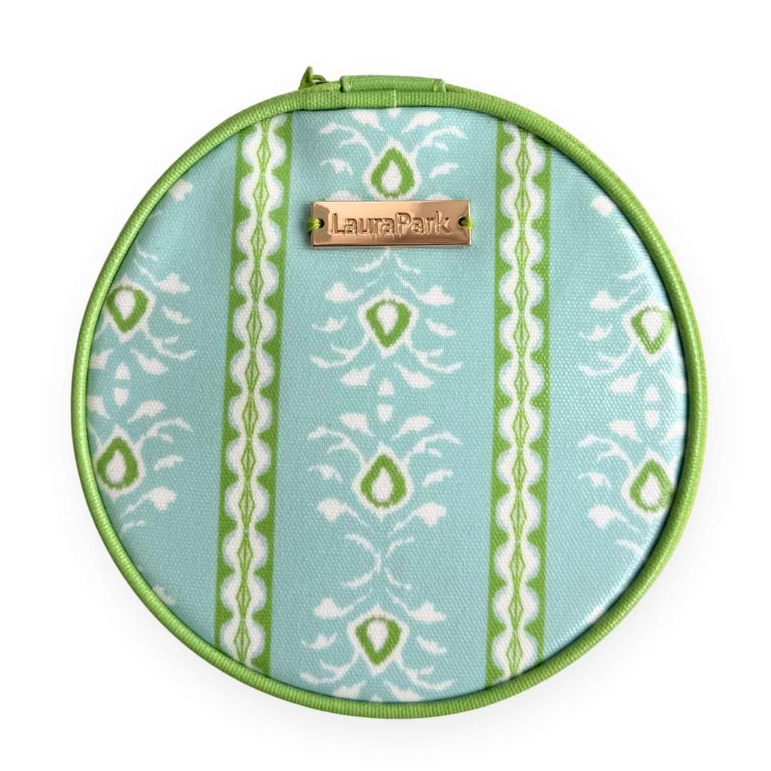 Round Jewelry Case - Rosemary Stripe Blue
