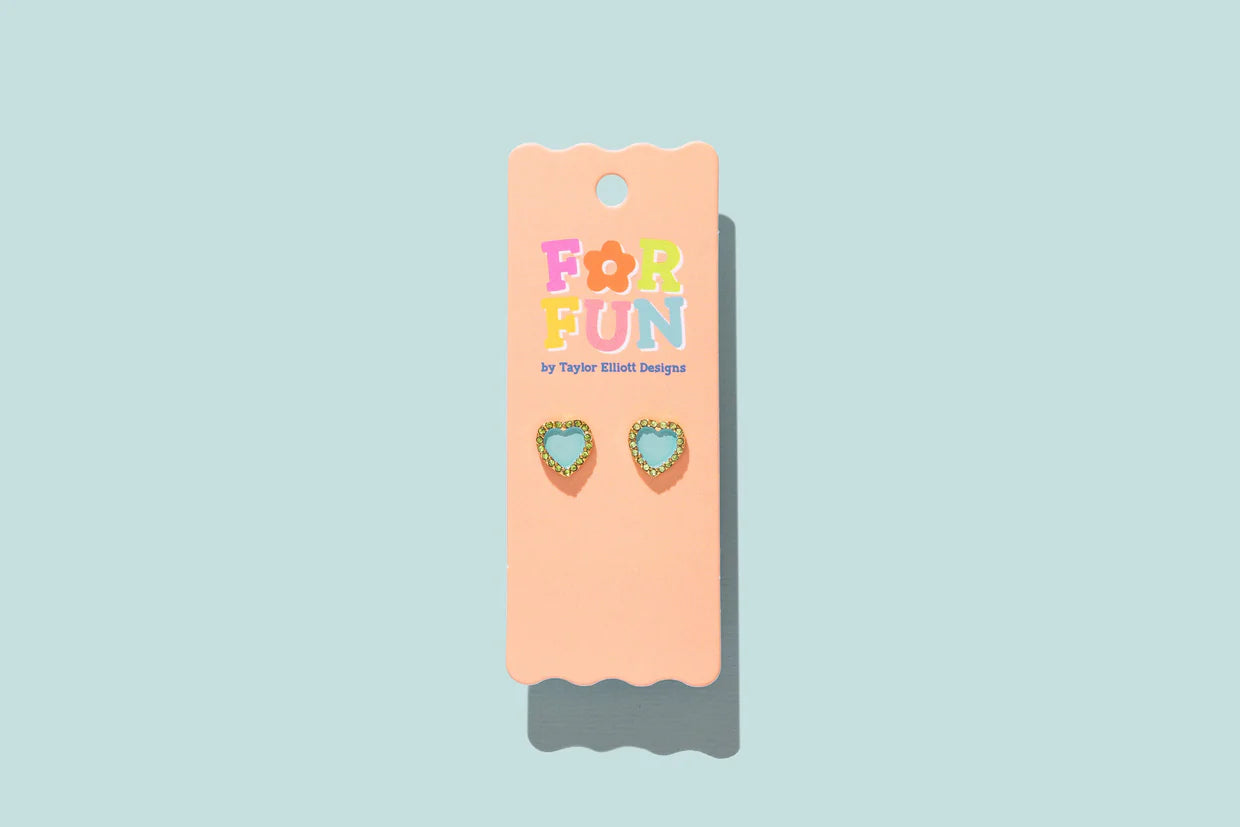 Stud Earrings - Harper Blue Heart