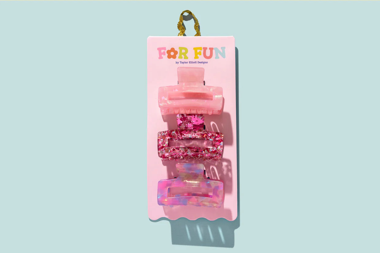 Claw Clip Trio - Pink Confetti