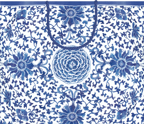 Large Gift Bag - Indigo Garden Blue