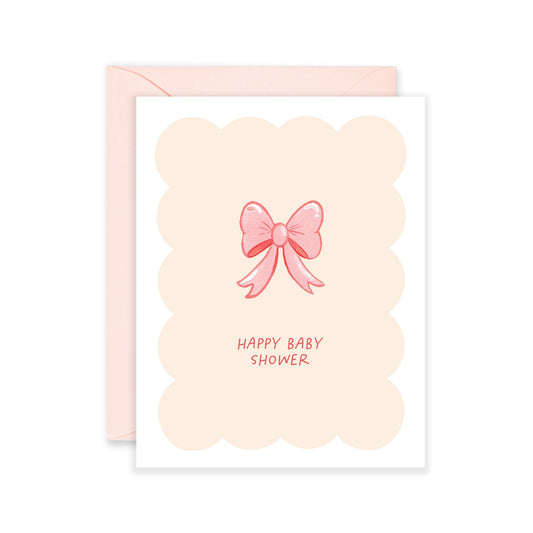 Greeting Card - Baby Shower Bow Pink