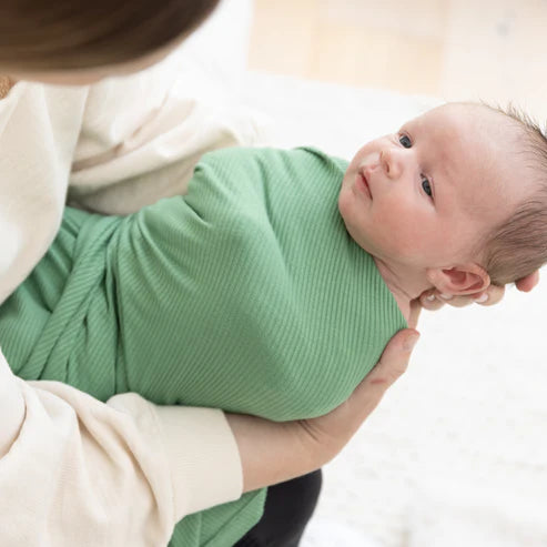 Rib Swaddle & Beanie Set - Sea Foam