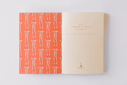 Antique Bows Softcover Notebook - Coral