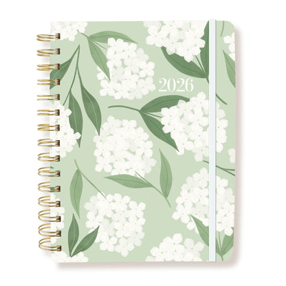 18-Month Hardbound Spiral Planner - Hydrangea