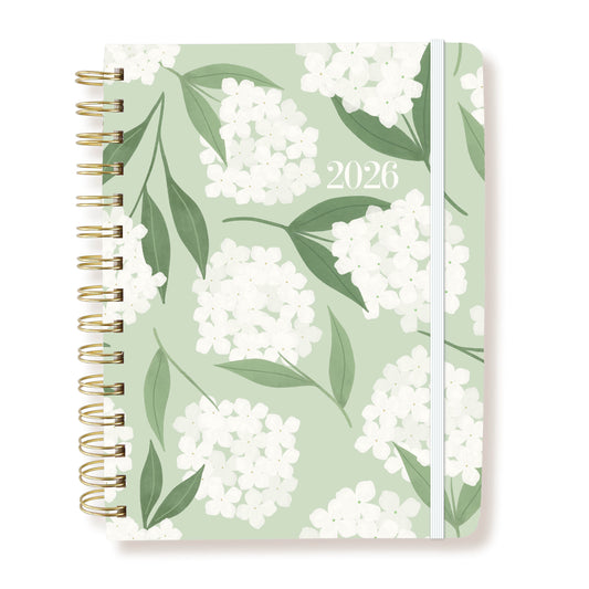 18-Month Hardbound Spiral Planner - Hydrangea