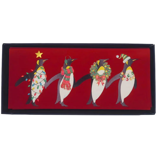 Boxed Christmas Cards - Row of Penguins