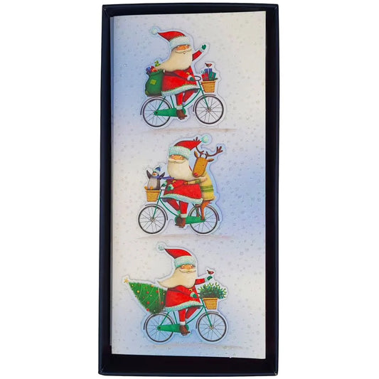 Boxed Christmas Cards - Santas on Bicycles