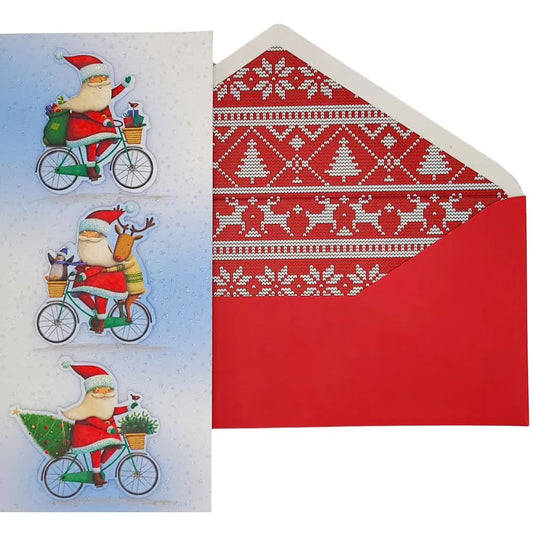 Boxed Christmas Cards - Santas on Bicycles