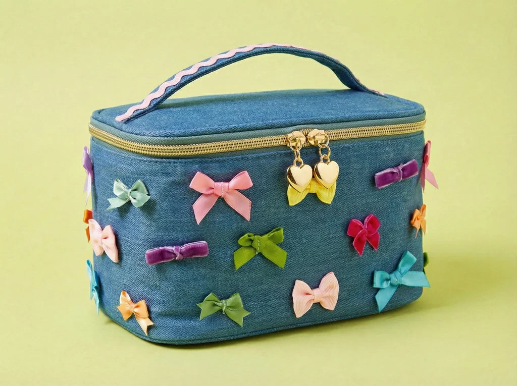 Bella Denim + Bows Train Case