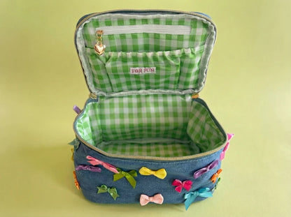 Bella Denim + Bows Train Case