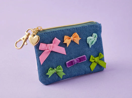 Bella Denim + Bows Keychain Pouch