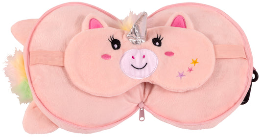 Plush Pillow with Eye Mask - Unicorn