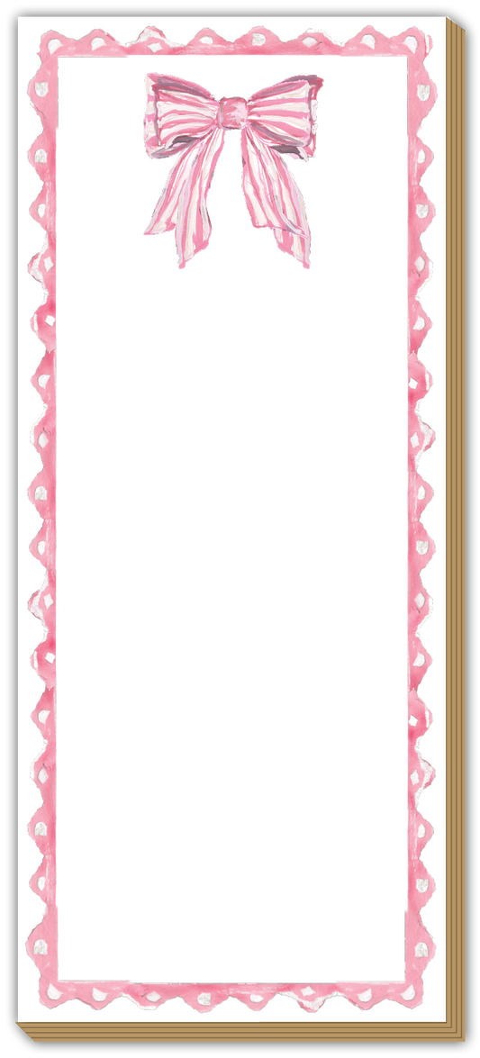 Skinny Pad - Pink Bow with Scalloped Border