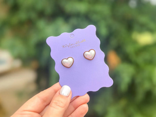 Stud Earrings - Meredith Pearl Heart