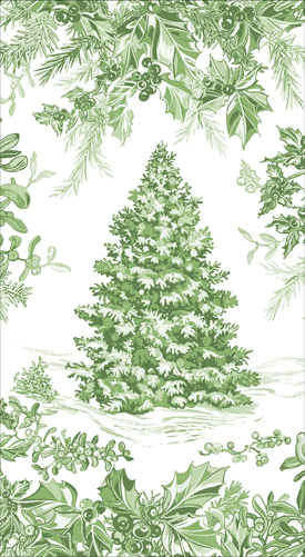 Guest Towels - Christmas Tree Toile Sage/White
