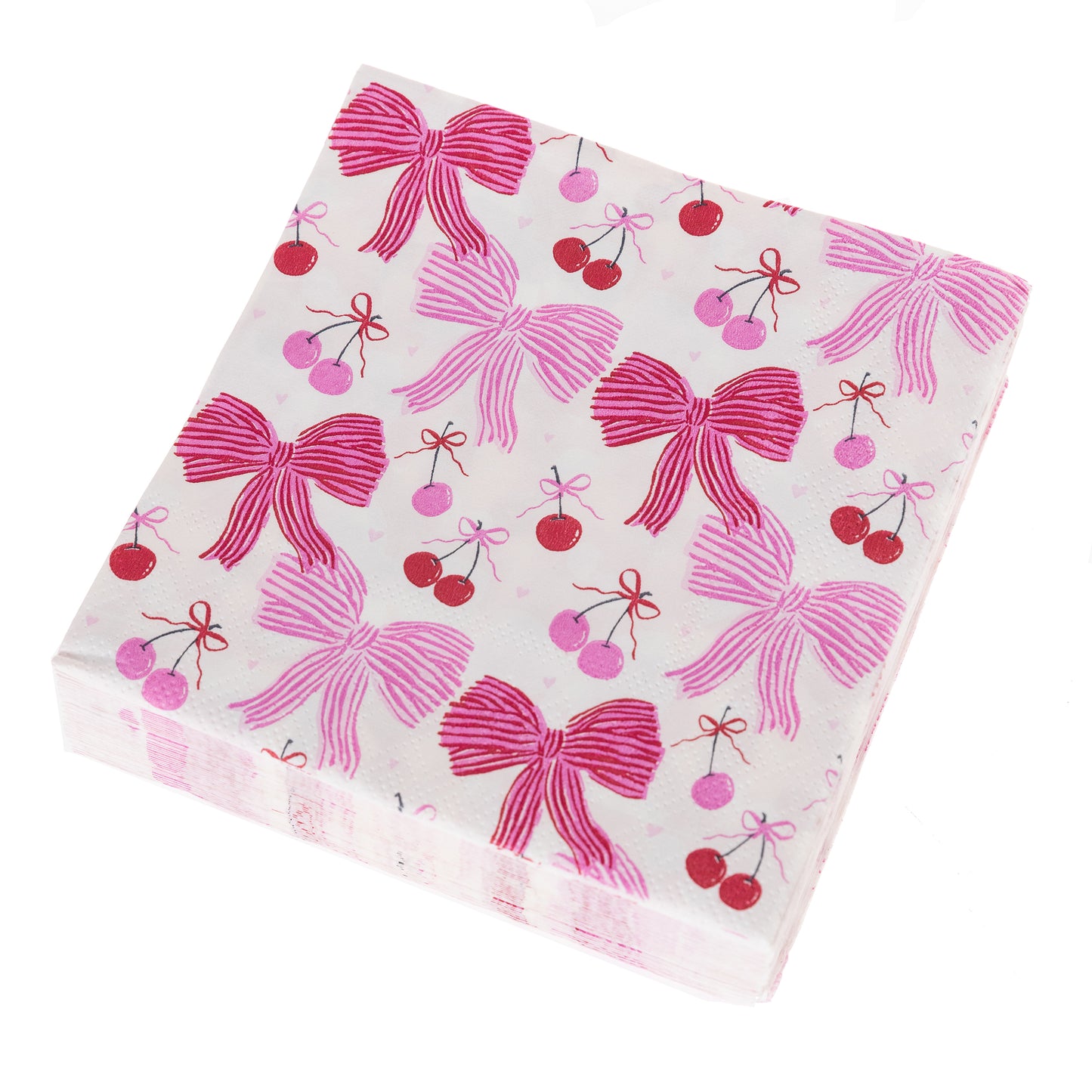 Pink Bows and Cherries Cocktail Napkins