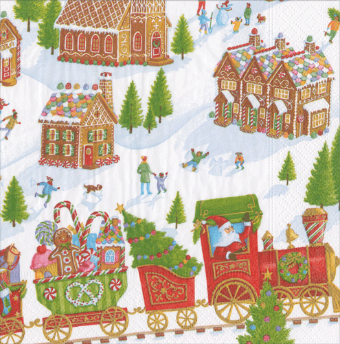 Luncheon Napkins - Gingerbread Village