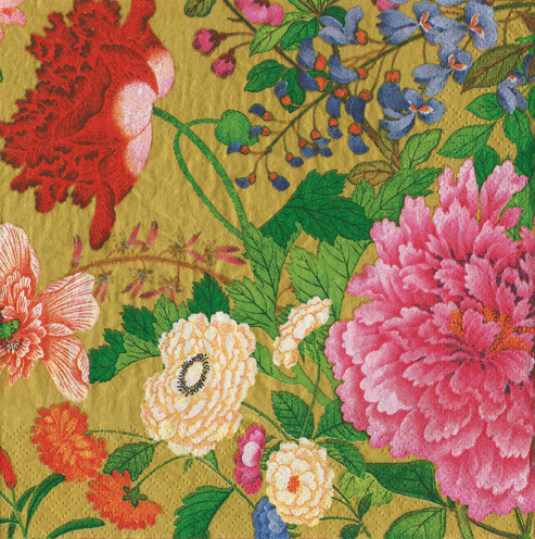 Dinner Napkin - A Profusion Of Flowers Gold