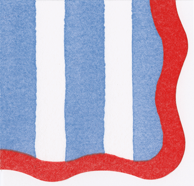 Die-Cut Napkin - Cafe Stripe Scallop Blue/Red