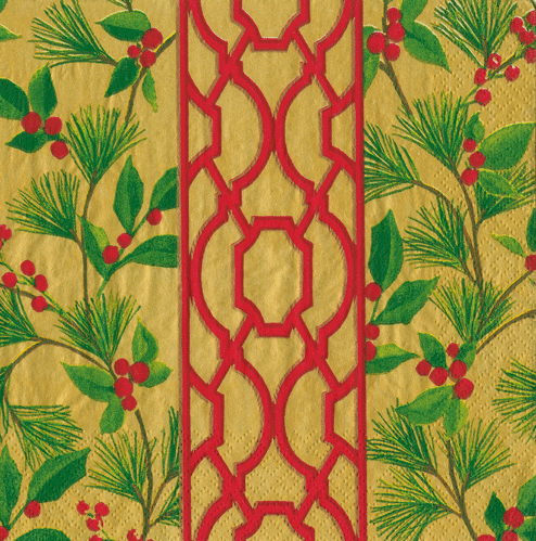 Cocktail Napkins - Knots And Greenery Gold