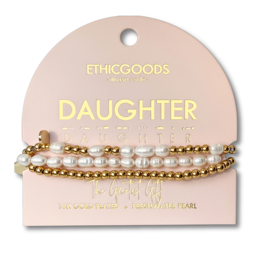Morse Code Bracelet Stacking Set - Daughter