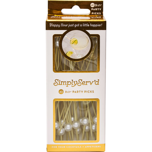Small Party Pick, 40pk - Pearl White