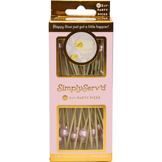 Small Party Pick, 40pk - Pearl Pink