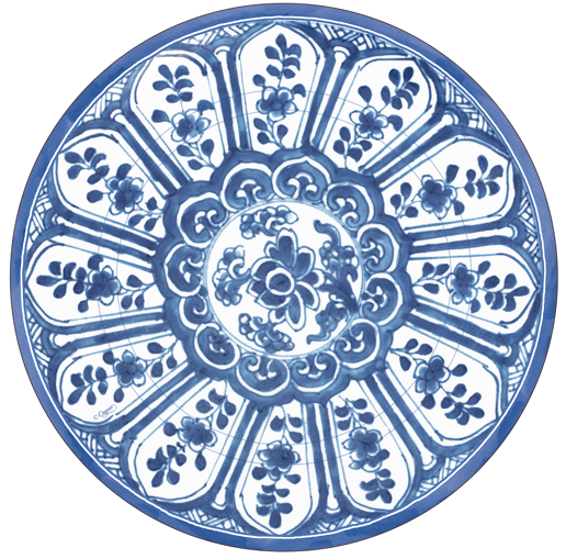 Salad/Dessert Plate - Indigo Garden Blue/White